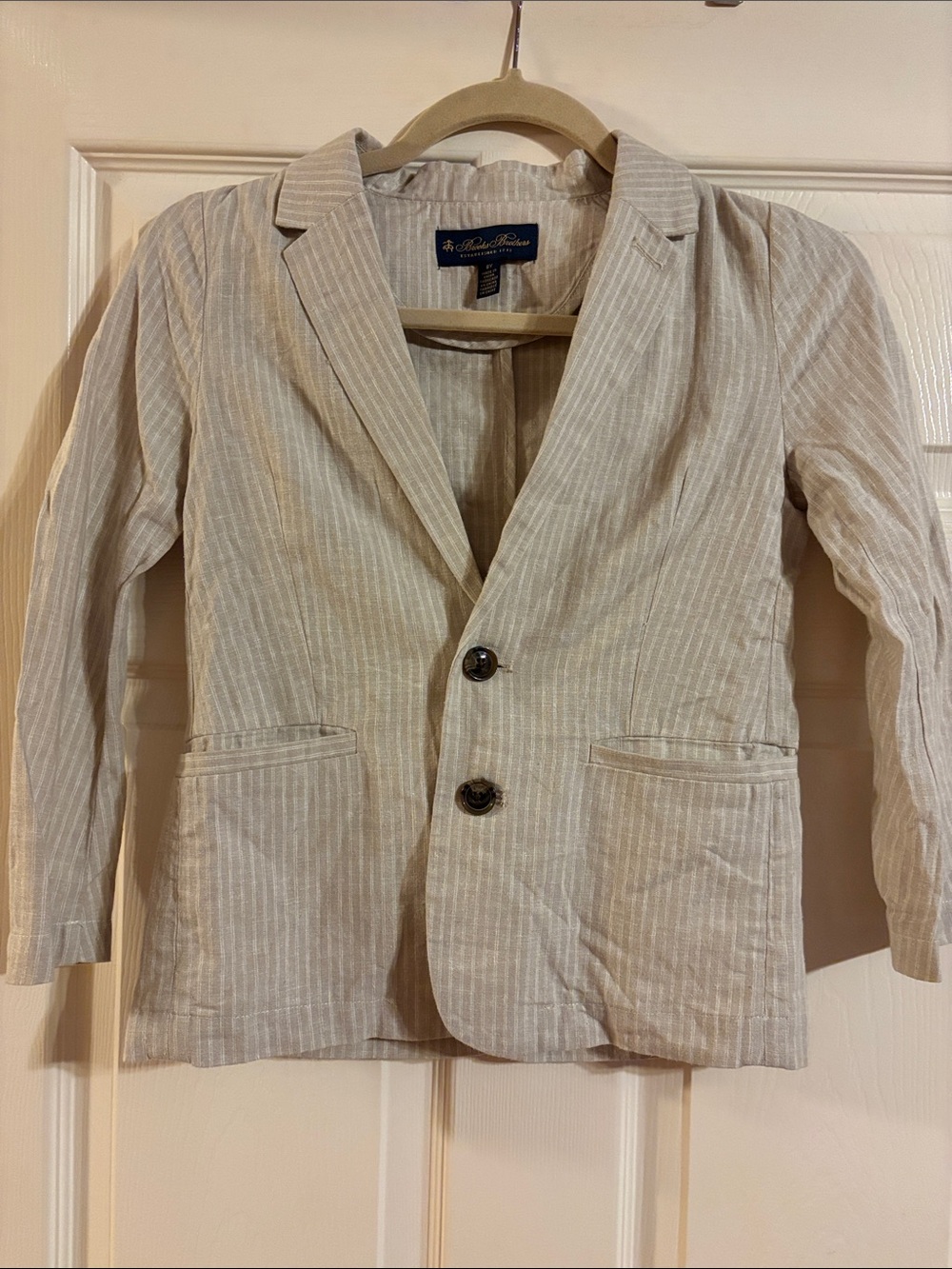 Brooks Brothers Kids Beige Striped Linen Blazer
